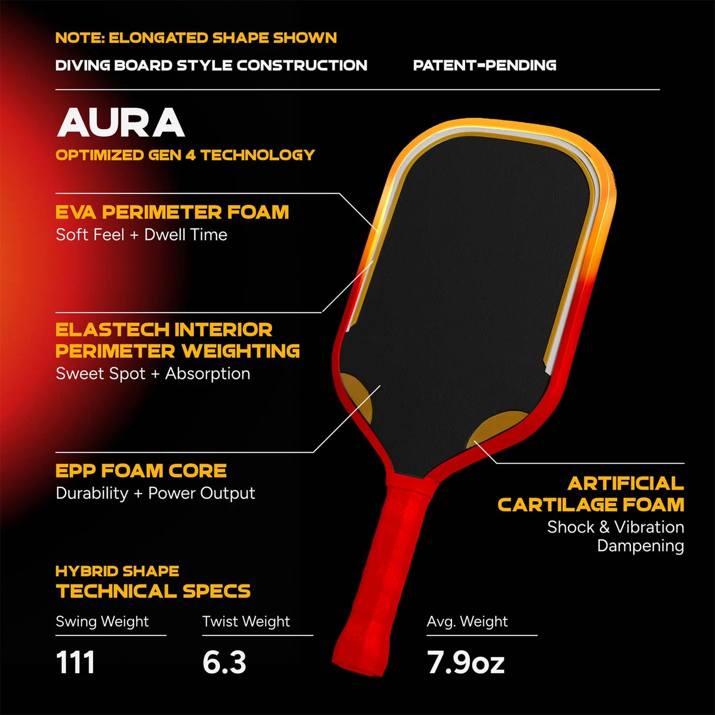 FRIDAY Aura Hybrid Pickleball Paddle