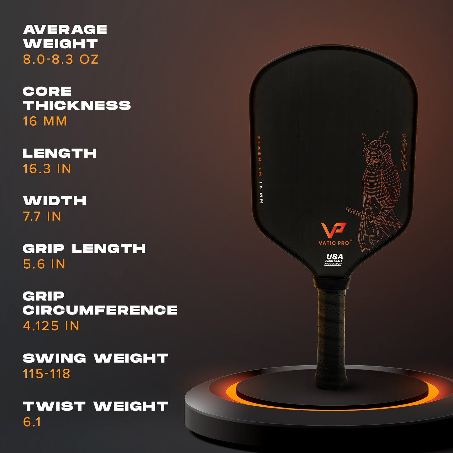 Vatic Pro Saga (All Shapes) (14mm & 16mm) (SH & LH) Pickleball Paddle