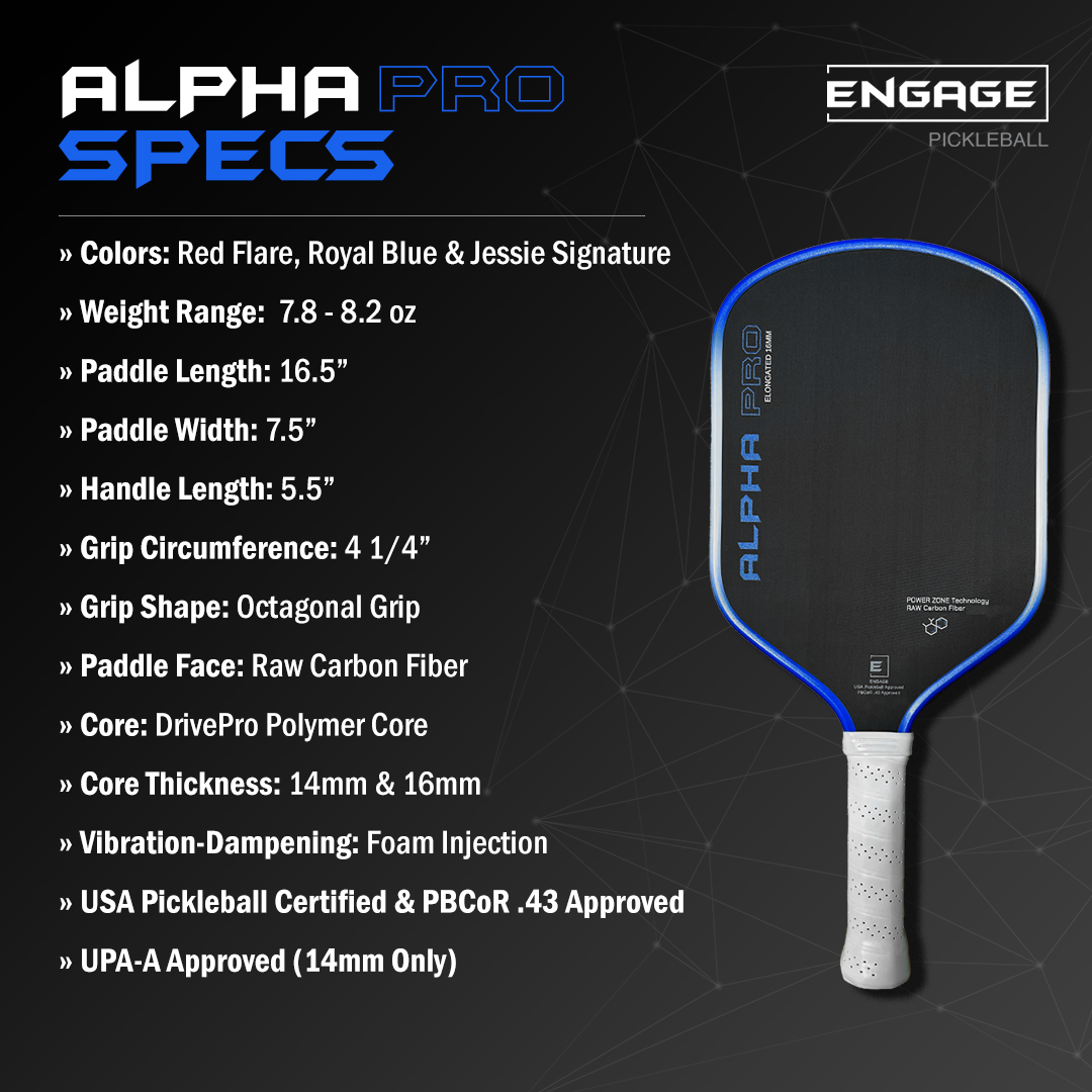 Engage NEW Alpha Pro | Thermoformed Power & Spin Pickleball Paddle