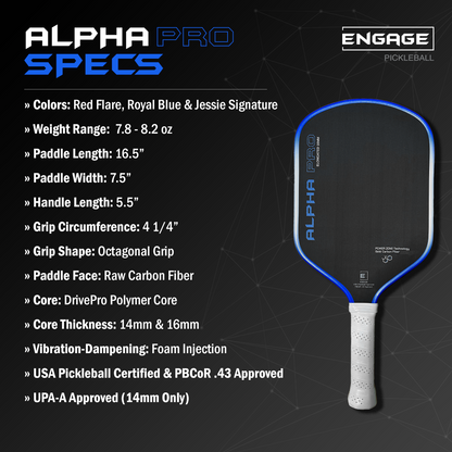 Engage NEW Alpha Pro | Thermoformed Power & Spin Pickleball Paddle