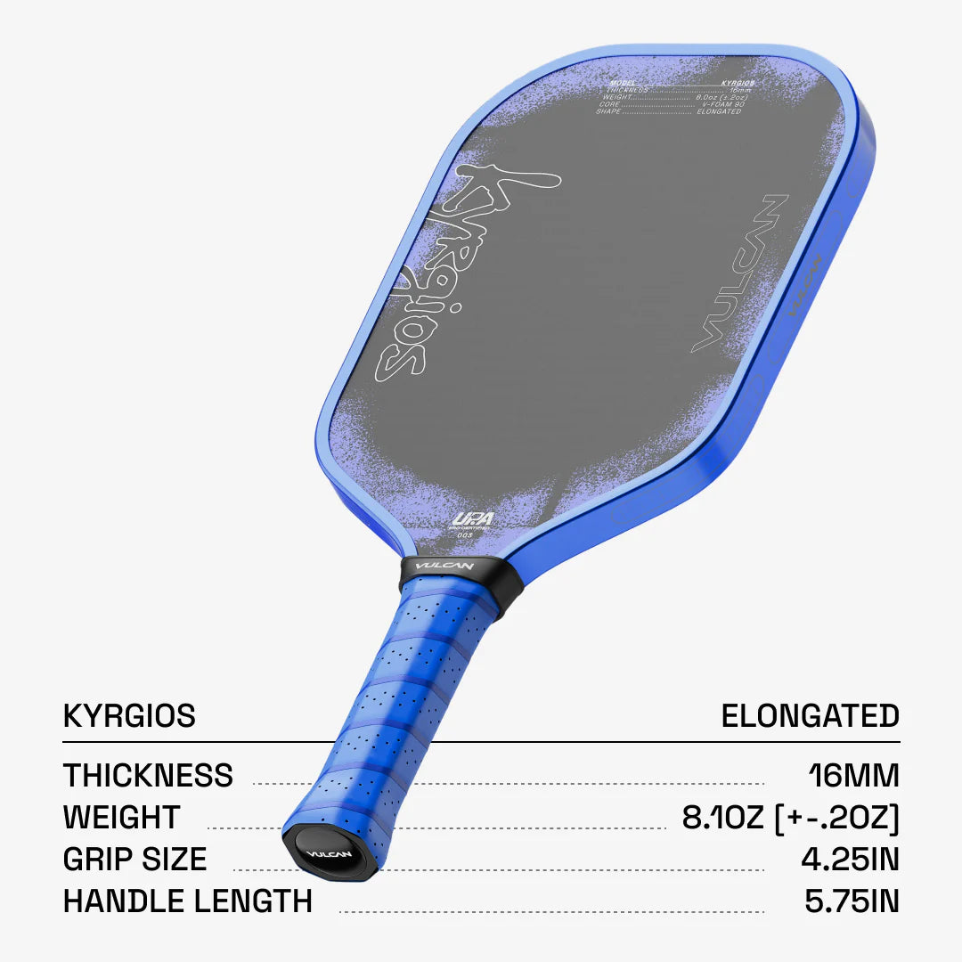 Vulcan Chapter 01 Kyrgios - Elongated 16mm Pickleball Paddle