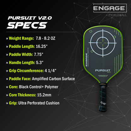 Engage NEW Pursuit V2.0 | Amplified Carbon Surface | Hybrid Pickleball Paddle