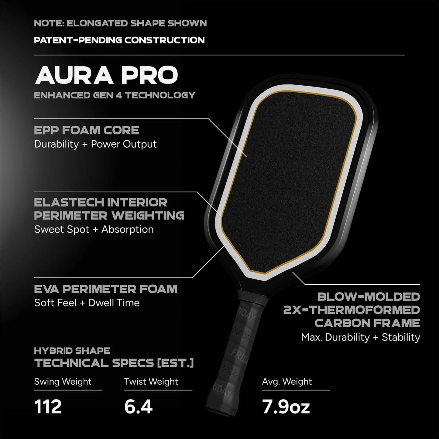 FRIDAY Aura Pro Pickleball Paddle