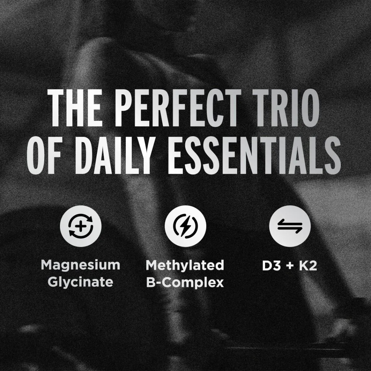 FitAid Supplement Bundle - Magnesium Glycinate, Methylated B-Complex, and D3+K2