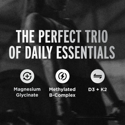 FitAid Supplement Bundle - Magnesium Glycinate, Methylated B-Complex, and D3+K2
