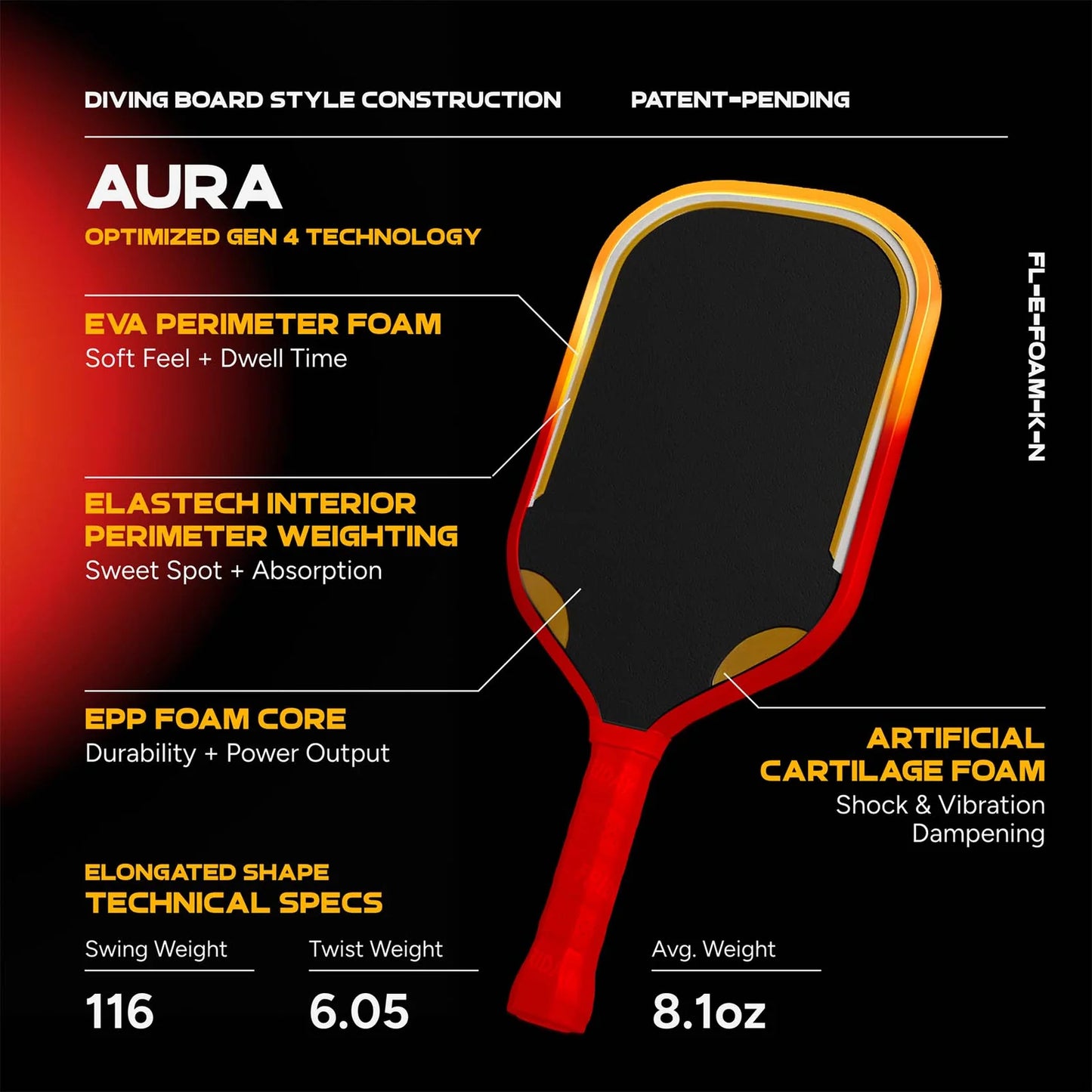 FRIDAY Aura Elongated Pickleball Paddle